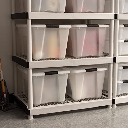 Image of IRIS USA 54 QT Plastic Storage Box with Lid and Latches - 4 Pack - BPA-Free, Discreet Organizing Solution, Durable Nestable Stackable Containers, Secure Pull Handle - Pearl