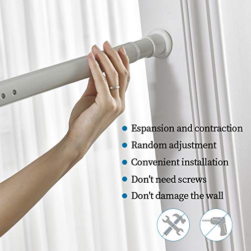 Room Divider Tension Curtain Rod For Windows 141 to 161 Inch Extra Long Tension Rods Outdoor Curtain Rod,Adjustable Spring Window Curtain Tension Rod Pressure Extendable Curtain Rod,White - Thumbnail 7