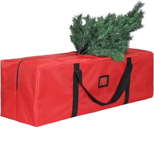 OUSFOT Saco de árvore de Natal tecido Oxford 1680D, saco para guardar árvore de Natal pode acomodar até 1,8 m, impermeável anti-pó dobrável, vermelho, para guardar ornamentos natalícios