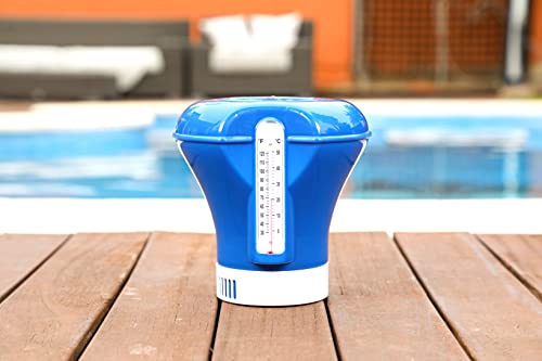 Miniatura 3 de Siqua Dispensador De Cloro Flotante Con Termómetro Dosificador Automático Para Piscina Y Spa, Liberación Controlada De Cloro, Termómetro Integrado, Uso Fácil Y Duradero