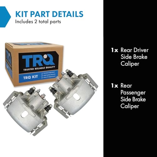 Image of TRQ Rear Driver and Passenger Side Brake Caliper Set Caliper Brackets Hardware Compatible with 07-09 Chrysler Aspen 04-09 Dodge Durango 02-10 Dodge Ram 1500 03 Ram 1500 Van 2500 Van 3500