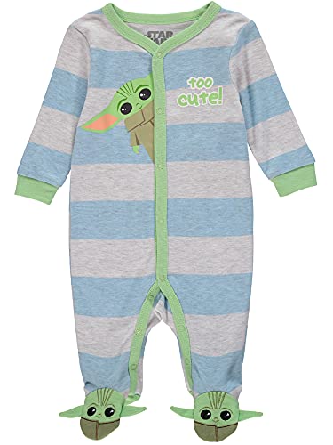 Image of STAR WARS Mandalorian The Child Baby Boys’ Long-Sleeve Footed Sleeper - Baby Yoda Pajamas