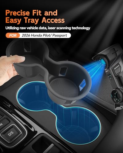 Image of CDEFG for Honda Pilot (2023-2026), Passport (2026) Center Console Cup Holder Organizer Insert TPE Accessories- Fits Pilot /Passport