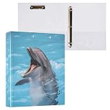 Cgiub Dolphin - Raccoglitore ad anelli A4 con portablocco, 3 anelli a D, con tasche interne, in PVC, impermeabile, contiene 200 fogli, per scuola, ufficio, casa, confezione da 1