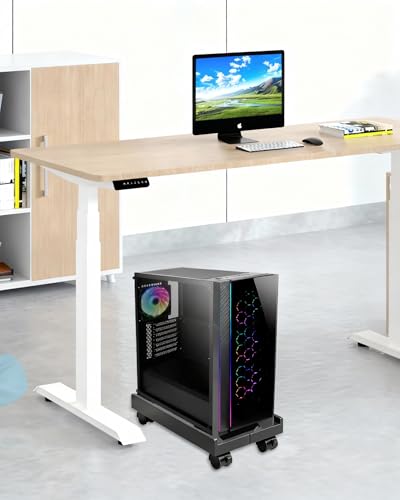 BOTEWO PC Ständer mit Rollen: Computer PC Tower Ständer Einstellbare CPU Halterung Wagen Unter Schreibtisch Universal für Home Office Desk PC (Schwarz)
