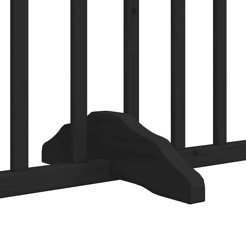 Homgoday Barrera para Perros,Barrera de Seguridad para Perros Mascotas,para Escaleras y Puertas Puerta de Perros Plegable 8 Paneles Madera álamo Negra 640 cm
