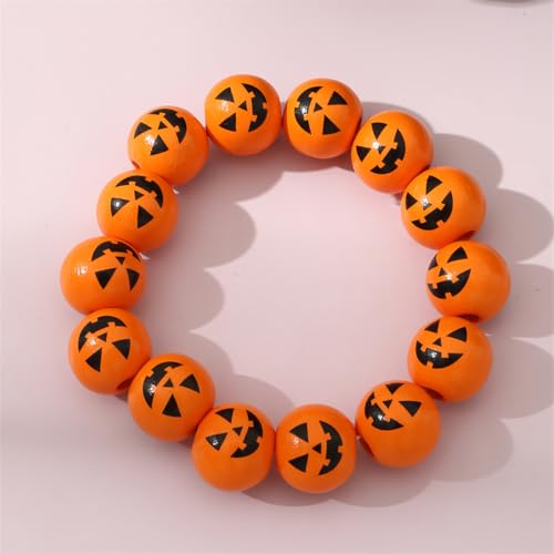 Cute Pumpkin Beaded Bracelets - Stretchable Halloween Accessory for Cosplay & Party Costume Jewelry3