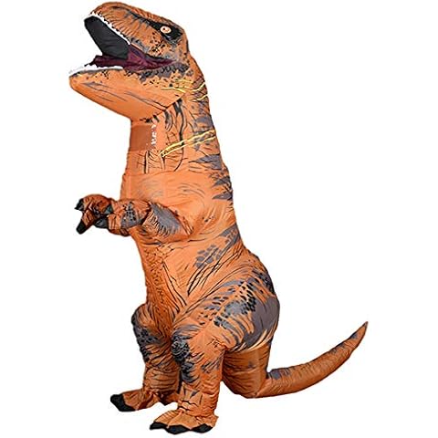 Inflatable T-REX Costume Adult Dinosaur Costumes Jumpsuit Air Blow up Halloween Cosplay Fancy Dress up Costume (Brown) Cover