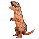 Aufblasbares T-REX Kostüm Erwachsene Dinosaurier Kostüme Jumpsuit Air Blow Up Halloween Cosplay Fancy Dress Up Kostüm (Braun)