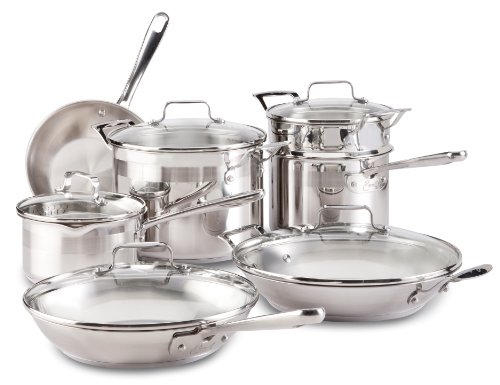 Emeril by All-Clad E884SC Chef's Stainless Steel Cookware Set, 12-Piece, Silver