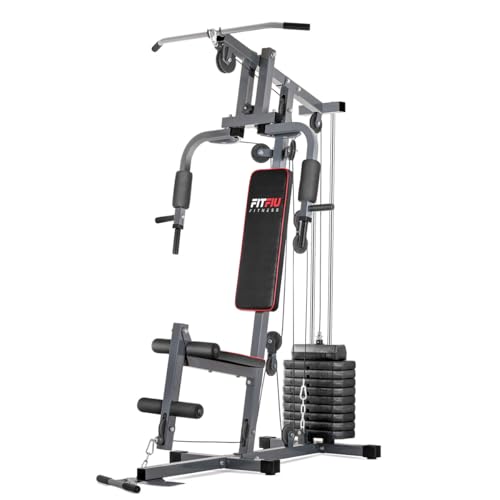 FITFIU Fitness GYM-100 Máquina multiestación musculación para casa, Pesas de 53 kg, Gimnasio...