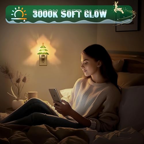Image of JandCase Christmas Tree Night Light, 2 Pack 3000K Night Lights
