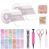 TFSZE 20 Stücke Nano Tape Bubbles Set,2 Tape(5cmx1m)+18 Stiftung Materialpakete,Super Elastische Nano Klebebänder für Stressabbau und Spaß,Elastische Blase Ballons(Transparente×2)