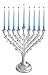 Ner Mitzvah Tree of Life Hanukkah Menorah, Fits All Standard Chanukah Candles, Antique Silver Candle Menorahs for Chanukah - Hammered Design