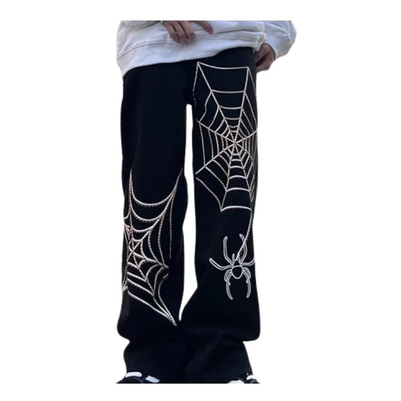 STYLEVERSE Men's Cotton Grunge Punk Spider Web Print Trendy and Comfortable (Black)-picture-48
