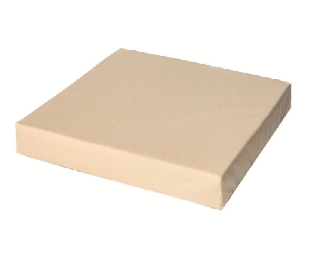 Goldstar 4cm Thick Waterproof Seat Pad Garden Rattan Furniture Water Resistant Outdoor Indoor Foam Filled Cushion With Removable Fabric Zipper Cover (Cream, 43 x 43cm / 17" x 17")