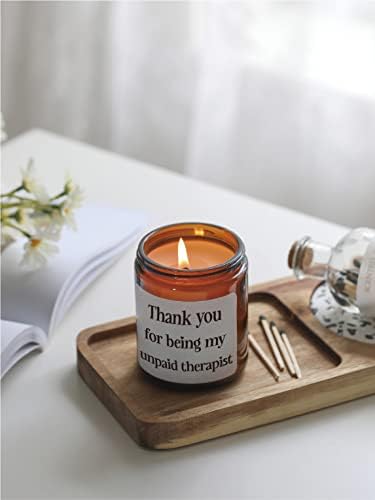 Thank You for Being My Unpaid Therapist, Best Friend Birthday Friendship Gifts for Her, Coworker,Friend, Sandalwood Rose Candle