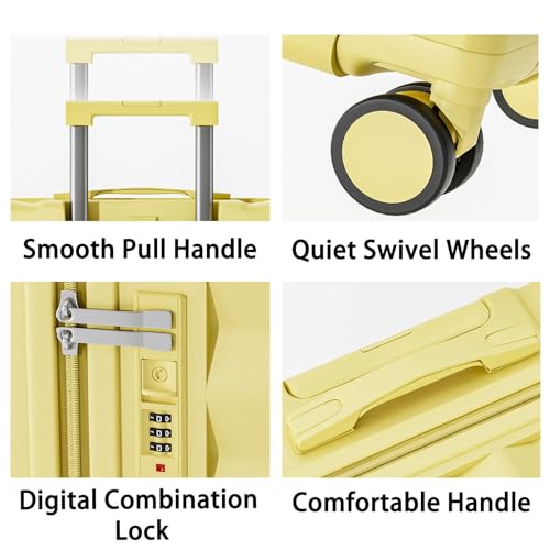 Hard Case Suitcases ,18",20" Expandable Carry On Luggage,Lightweight Travel Luggage,Suitcases With ABS+PC Hardshell, TSA Lock,Spinner Wheels,Airline Approved, For Men And Women(Yellow,20inch)3