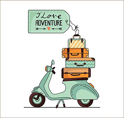 DivineDesigns™ I Love Adventure Scooter Sticker | Wall Sticker for Living Room/Bedroom/Office and All Decorative Stickers