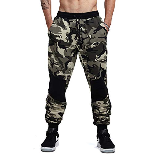 AIMPACT Mens Camo Jogging Pants Active Fitness Sweatpants for Men with Pockets(5006 M)