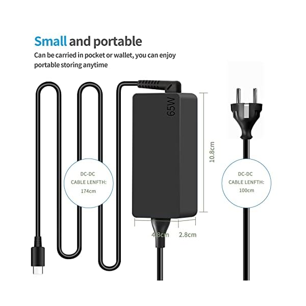 65W USB C Netzteil PD Ladegerät Laptop Ladekabel Type C Adapter für Lenovo ThinkPad Huawei Matebook Pro air HP Spectre… – Bild 3