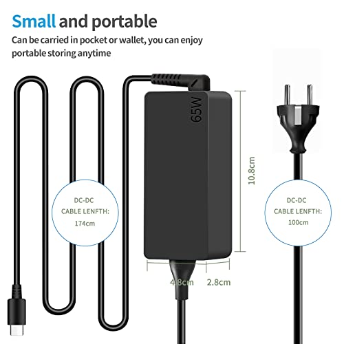 65W USB C Netzteil PD Ladegerät Laptop Ladekabel Type C Adapter für Lenovo ThinkPad Huawei Matebook Pro air HP Spectre Asus Acer Dell XPS Xiaomi Air Typ C 65Watt PC Schnellladung Charger