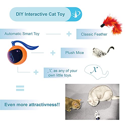 Migipaws Cat Toy, Automatic Moving Ball Bundle Classic Mice + Feather Kitten Toys in Pack. DIY N in 1 Pets Smart… - Image 5