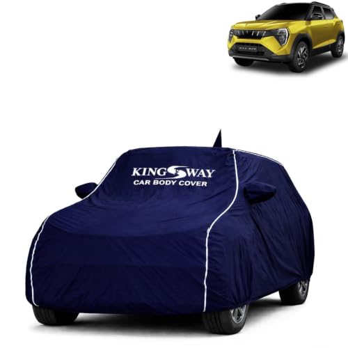 Image of KINGSWAY Super Waterproof Car Cover Only with Mahindra XUV 3XO (Year 2024 Onwards - All Model) | Mirror and Antenna Pockets | All Weather Car Body Cover with Silver Piping | Blue