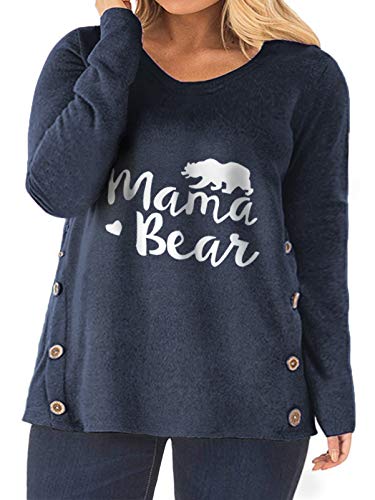 Plus Size Tops for Women 2X Oversized Mama Bear Sweatshirts MNB-18W