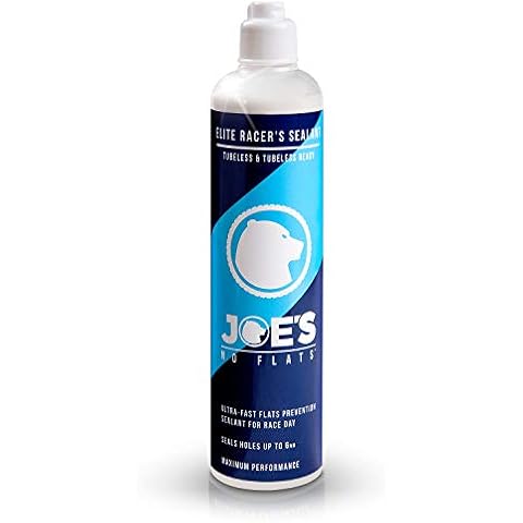 JOE'S NO FLATS Elite Racer’s Sealant for Tubeless, Tubeless Ready and Tube MTB Tires Repair/Ultra-Fast Flats Prevention Sealant for Race Day - Seal Up to 0.25” (6mm) - for Professional Cyclists (16.9) Cover