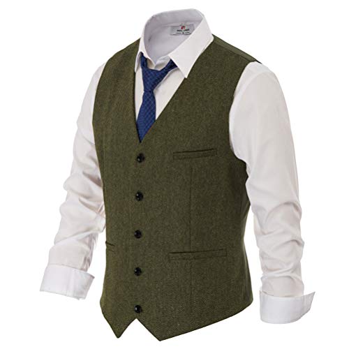 PJ PAUL JONES Mens Western Wool Tweed Vest British Slim Fit