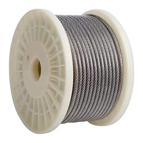AGTEK Wire Rope Stainless Steel Vinyl Coated Aircraft Cable for Decking Railings String Lights, 100 Feet-by-1/8-Inch Thru 3/16-Inch, 7x7 Strands Construction Cover