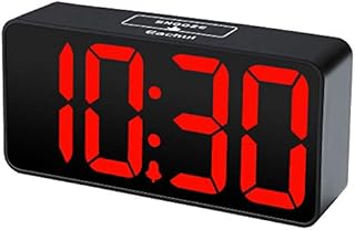 Eachui LED Wecker Digital mit USB-Ladeanschluss, Große Ziffern Display, Helligkeit und Lautstärke Regelbar, Snooze, 12/24HR, digital Uhr Netzbetrieben