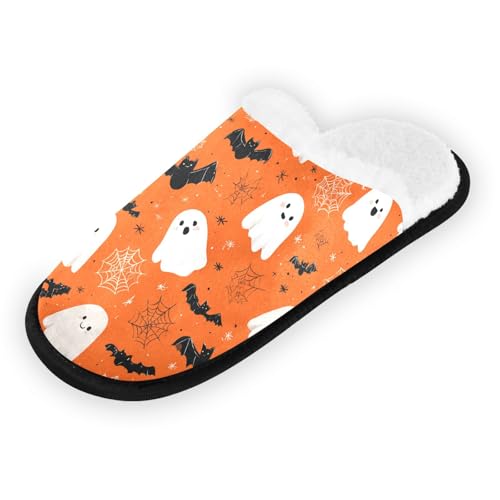 Ghosts Halloween Orange Pumpkin Slippers For Women Men Soft Memory Foam Non-Slip Halloween Winter Indoor House Shoes Travel Slipper2