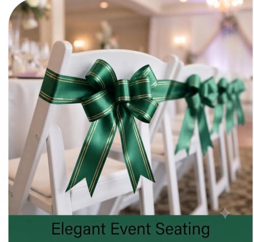 Image of Prokart - Pull Bow Gift Ribbon for Gift Wrapping, Large Decorative Pull Bows for Presents, Hampers, Flower Bouquets, Wedding, Birthday, Christmas & Party Decorations (30MM, Green, Pack of 100PC)