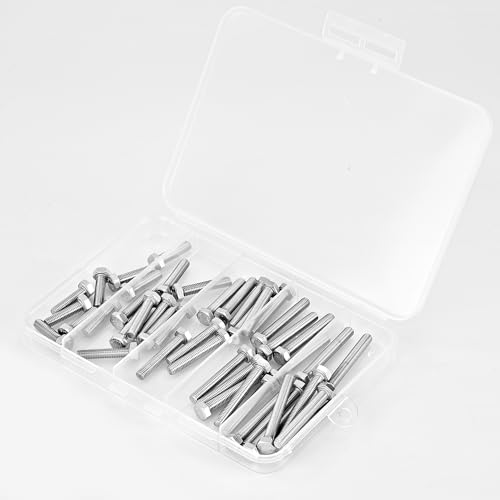 Image of M5 x 20mm 25mm 30mm 35mm 40mm Heavy Duty Hexagon Bolts Hex Head Screws, 304 Stainless Steel, Metric Fully Thread, Machine, Bright Finish, Assortment Kit 50PCS