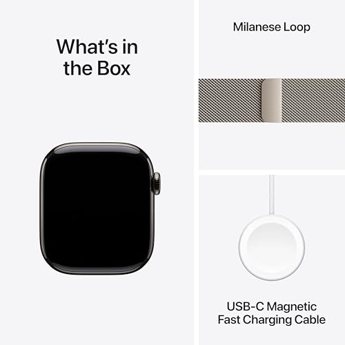 Image of Apple Watch Series 11 [GPS + Cellular 42mm] Smartwatch with Natural Titanium Case with Natural Milanese Loop. Sleep Score, Fitness Tracker, Health Monitoring with AppleCare+ (2 Years)