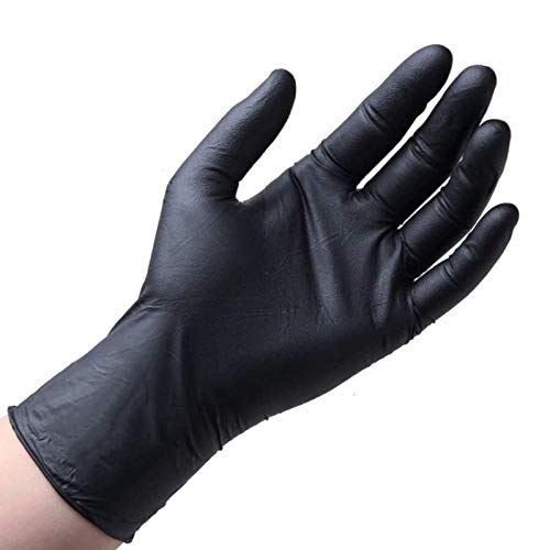 Any leampp Disposable Gloves Medium Food Safe Latex Free Nitrile Sterile 100 Pcs Disposable Work Gloves Black Anti-Acid And Alkali Anti-Static Protective Tattoo Nitrile Rubber Professional Gloves