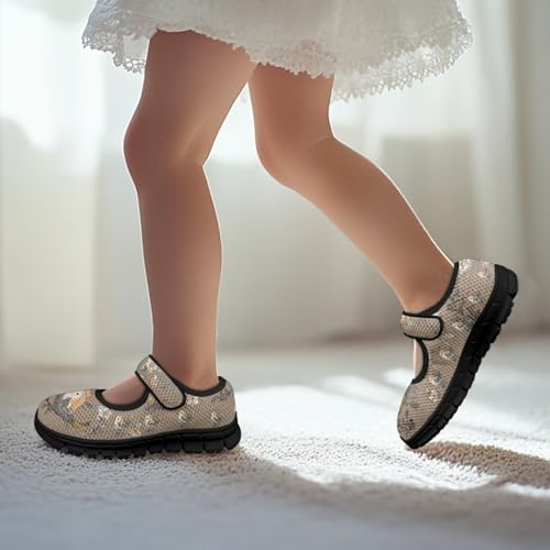 Girl's Animal Pattern Running Shoes Non Slip Dress Shoes Lightweight Walking Shoes Flat Loafers Magic Sticker Comfort Casual Shoes2
