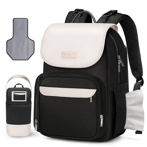 Mancro Small Diaper Bag Backpack with Changing Pad, Stylish Diaper Bag with Insulated Bottle Pocket, Water Resistant Baby Bags for Mom for Travel with...