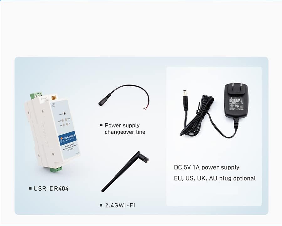 USR-DR404 Din Rail Modbus Gateway RS485 Serial to WiFi Ethernet Converter US Version x 2 Sets
