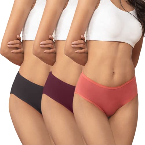 Image of NYKD NYP033 Breathable Cotton Hipster Panty Set for Women | Mid Rise, Medium Coverage with N Fresh Anti Bacterial & Anti Odour Finish | Super Soft Elastic for All Day Comfort
