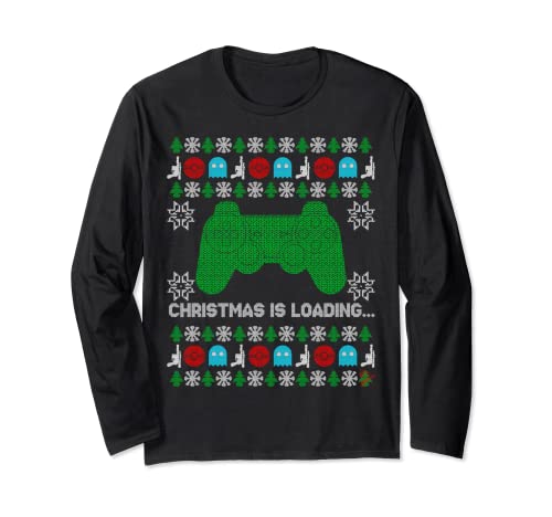 funny christmas ugly sweater outfit Christmas gamer Manga Larga