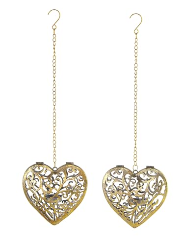 Teelichthalter Cuore 2er-Set, MaßeHerz-Ø 15 cm (5 cm tief); Kette 30 cm + 4 cm (Haken), zum Aufklappen • Metallkette mit Haken zum Aufhängen