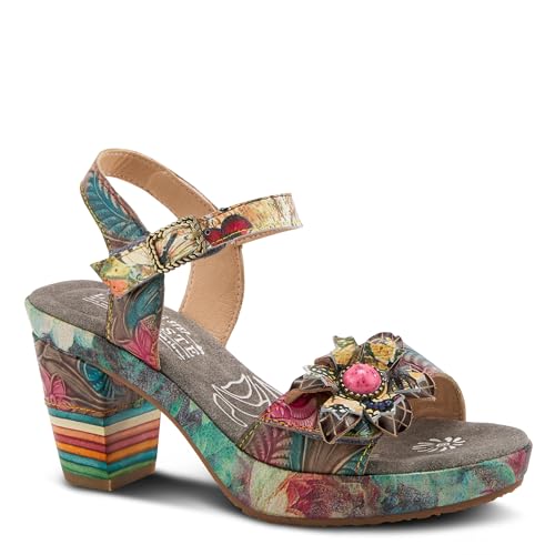 Image of L`Artiste Leilanie Hand-Painted Leather Platform Heel Sandal