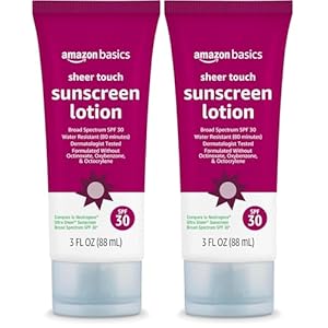 Amazon Brand – Solimo Sunscreen, Face, SPF 30 | No Octinoxate & Oxybenzone | Unscented | 3 fl oz | Pack of 2