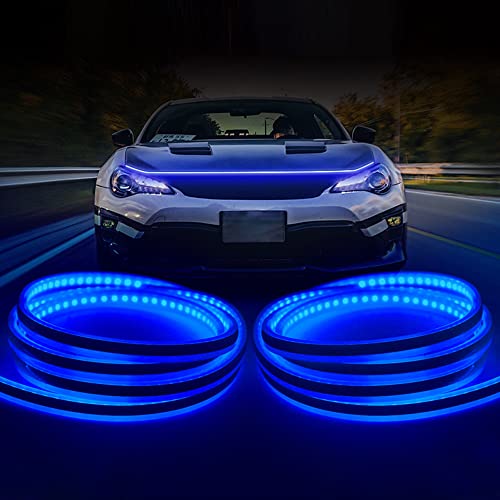 Exterior Lights For Cars, 59 Inch Car Hood Light Strips With Dreamcolor Chasing, Flexible Waterproof Led Daytime Running Light Strip, Wireless App And Remote #TOP4