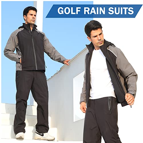 K.e.j. Golf Rain Suit For Men Waterproof Rain Jackets And Pants Lightweight Jacket For Hiking Running Fishing Hunting Travel #TOP1