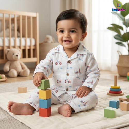 Image of 100% Cotton Muslin Pant Shirt Set | Ultra Soft Breathable Toddler Outfit | Summer Wear Kids Clothing | Skin Friendly Comfortable Fit | SIZE | PRINT