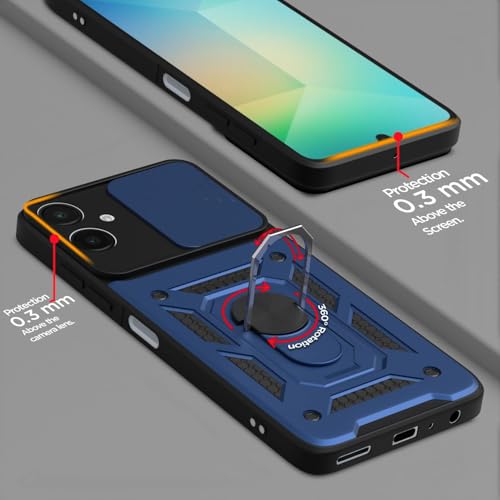 Image of Luxe Back Cover for Samsung Galaxy A06 5G / Samsung Galaxy F06 5G / Samsung Galaxy M06 5G | D10 Tough Armor Case | Sliding Camera Shield | 360 Protection | Kickstand Ring Holder | Military-Grade